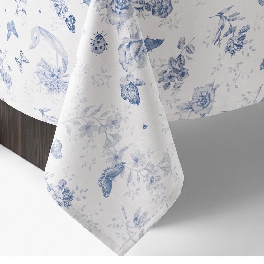 Lenox Butterfly Meadow Bloom Blue Tablecloth 60x102 Oblong Polyester Arlee